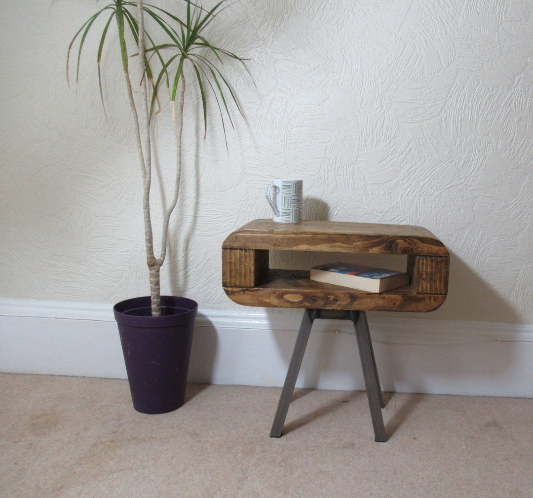 Side Table Retro Style Slim Table or Bedside Table Rustic Etsy UK