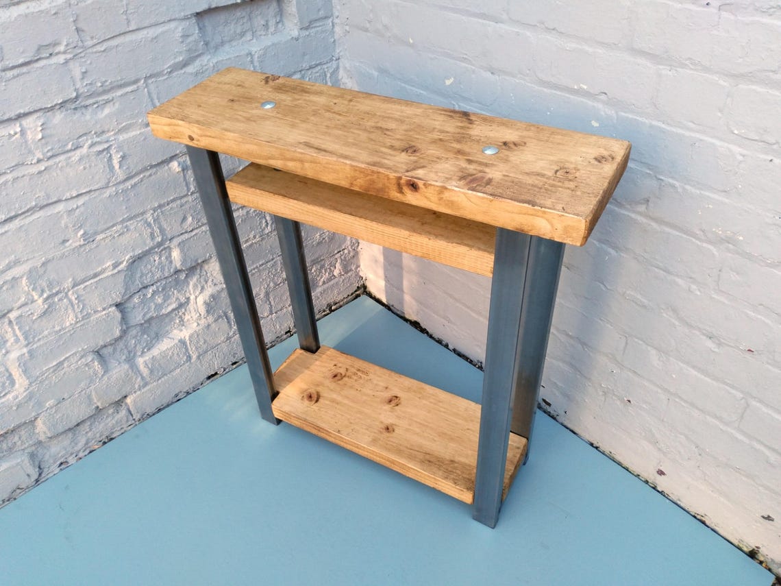 Console Table With Shelf to Base Contemporary Style Rustic Etsy UK