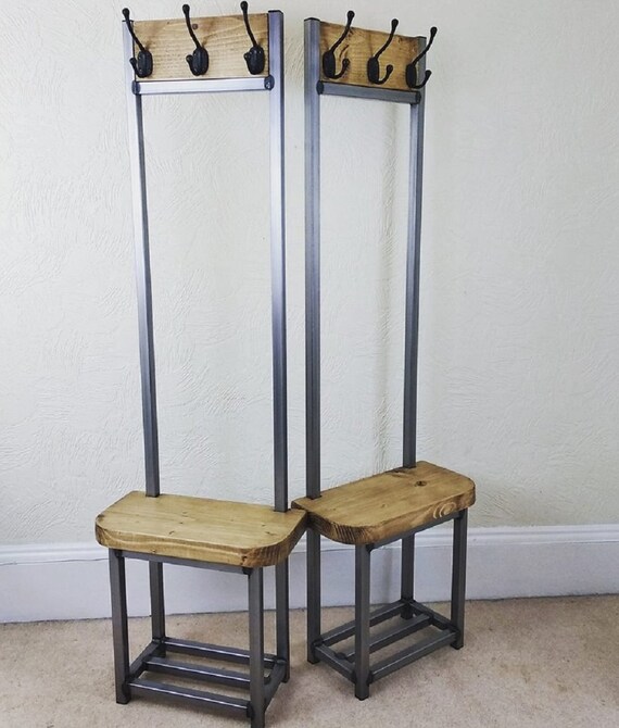 Narrow Coat Stand Hallway Bijou Coat Rack With Seat and Shoe Storage Ideal for Porch Industrial Chic Etsy UK