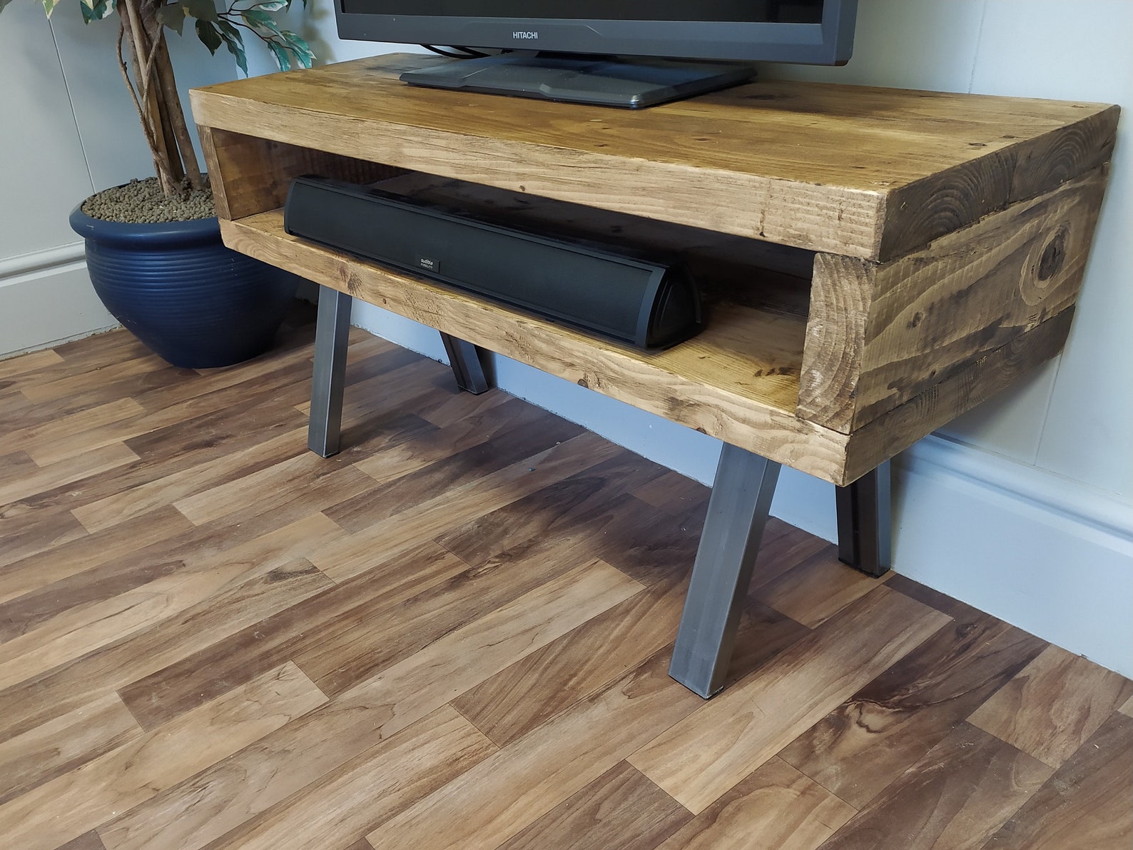 Tv Stand Tall Contemporary Rustic Industrial Tv Stand Etsy UK