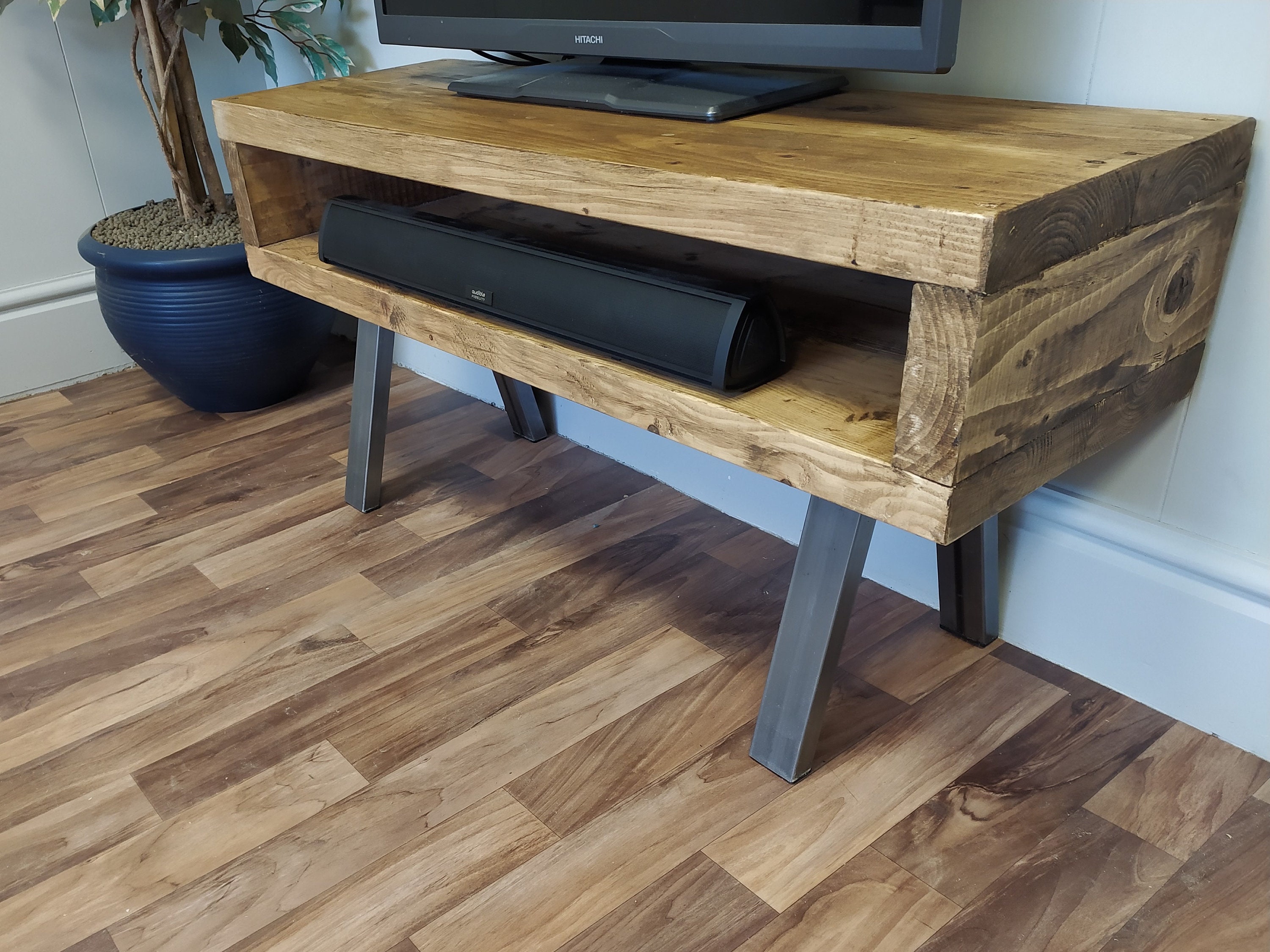 Tv Stand Tall Contemporary Rustic Industrial Tv Stand Etsy UK