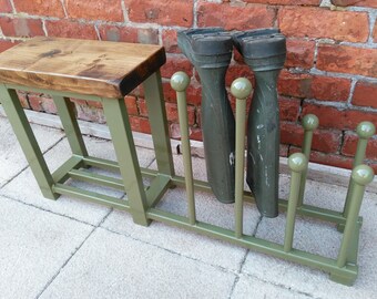 Welly rack  for 4 pairs of wellies with seat, boot rack, boot storage bench, Shoe rack, various colours