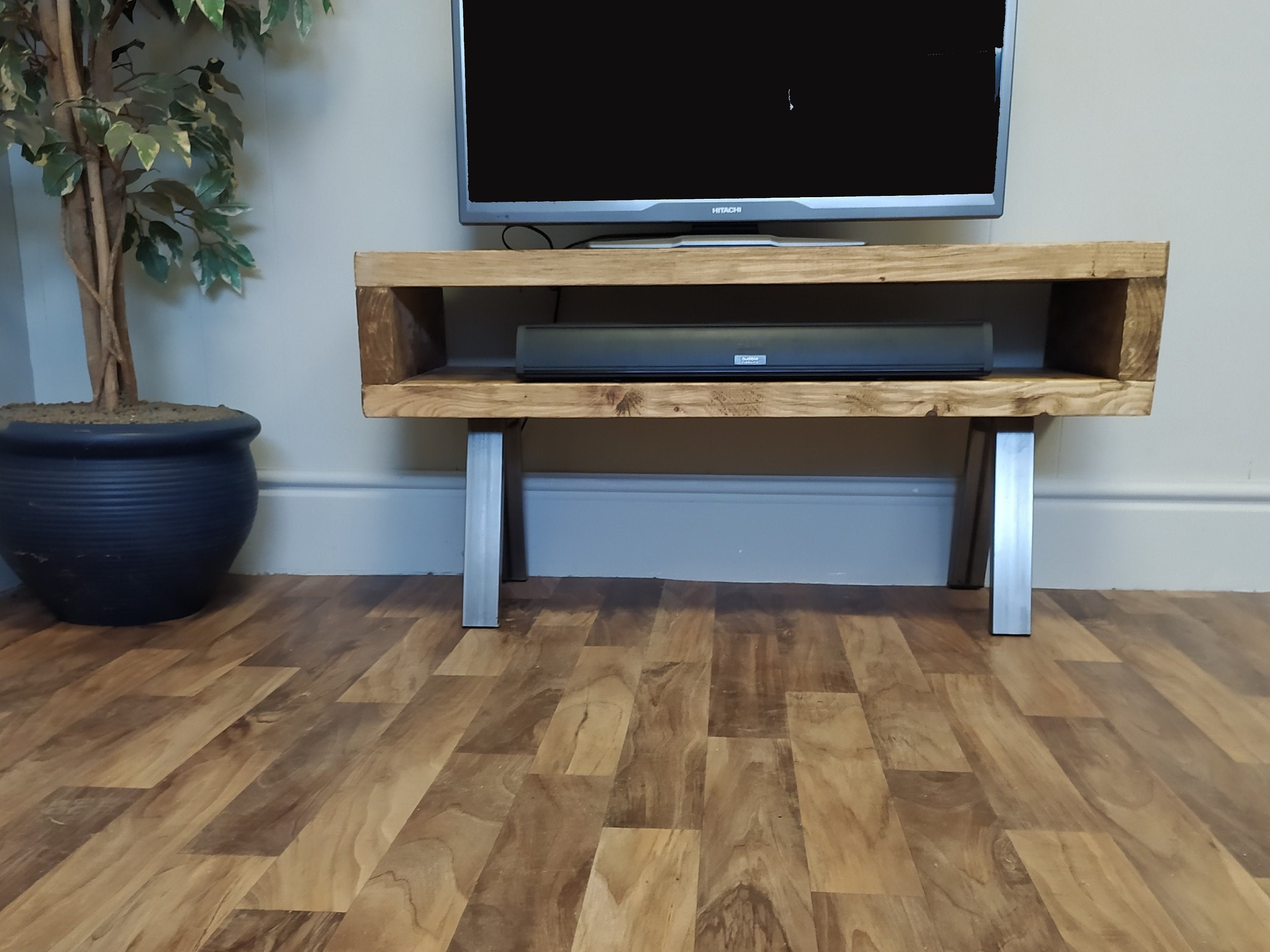 Tv Stand Tall Contemporary Rustic Industrial Tv Stand Etsy UK