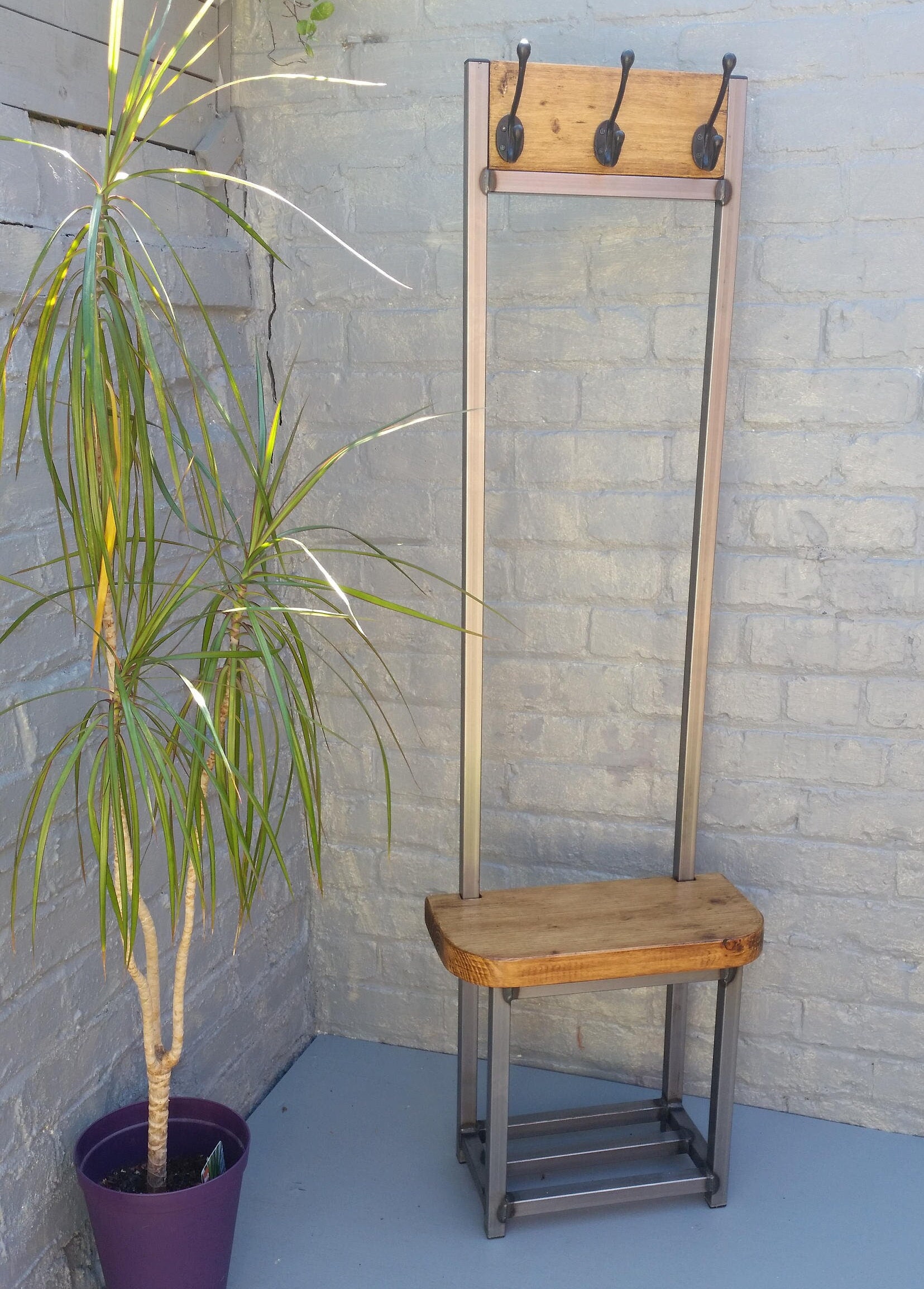 Narrow Coat Stand Hallway Bijou Coat Rack With Seat and Shoe Etsy UK