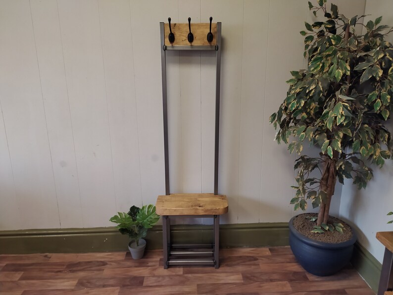 Coat Stand With Seat & Shoe Rack Bench Narrow Hallway Coat Etsy UK