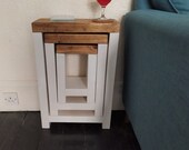 Side tables, nest of tables rustic wood, small space tables, slim space saving tables,