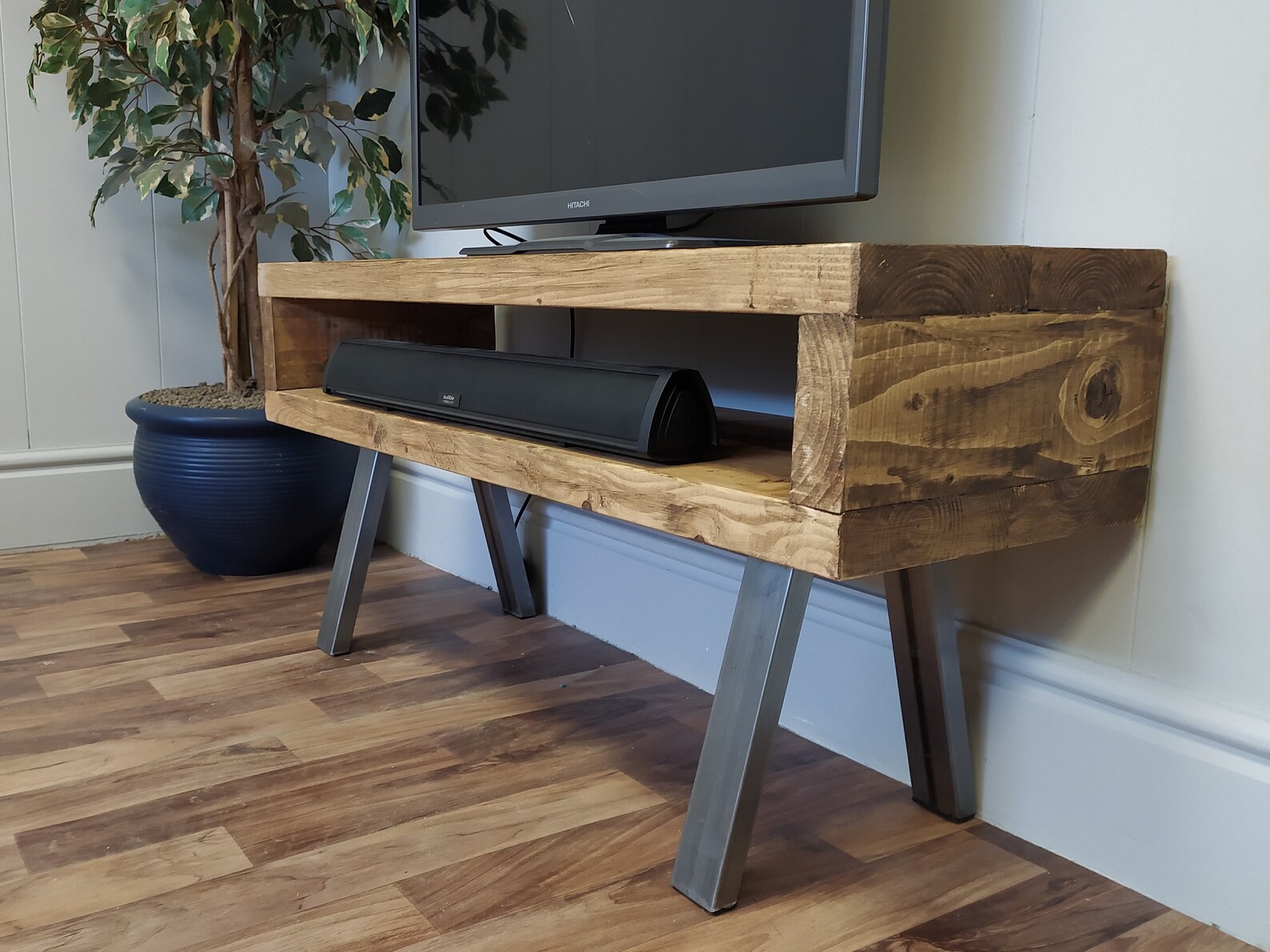 Tv Stand Tall Contemporary Rustic Industrial Tv Stand Etsy UK