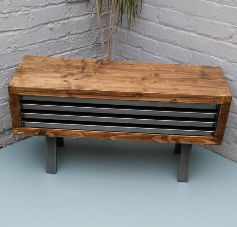 Tall Tv Stand Rustic Industrial Tv With Metal Grill to Etsy UK