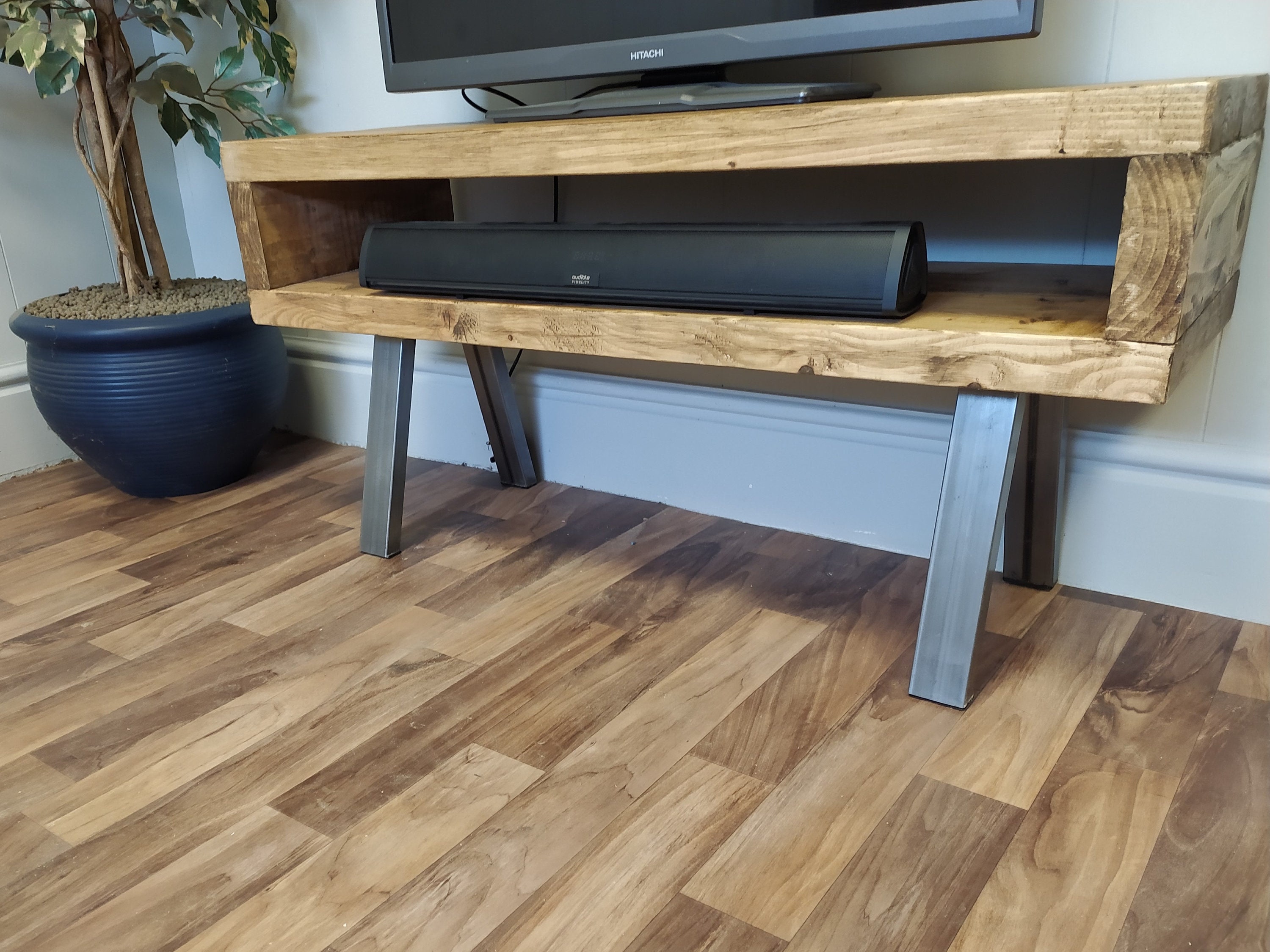 Tv Stand Tall Contemporary Rustic Industrial Tv Stand Etsy UK