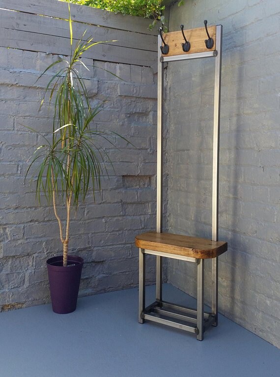 Narrow Hallway Coat Stand With Seat Shoe Rack Bench Bijou Etsy