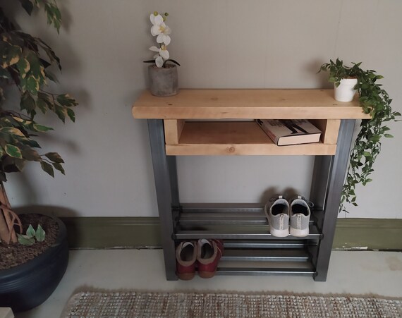 Narrow entryway table with shoe storage deals