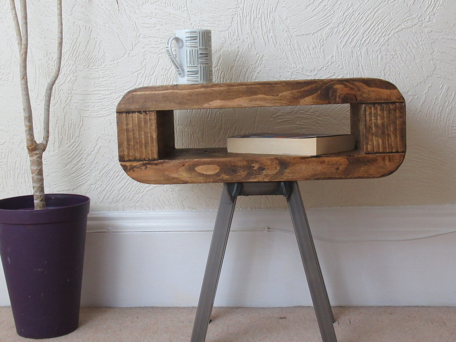 Side Table Retro Style Slim Table or Bedside Table Rustic - Etsy UK