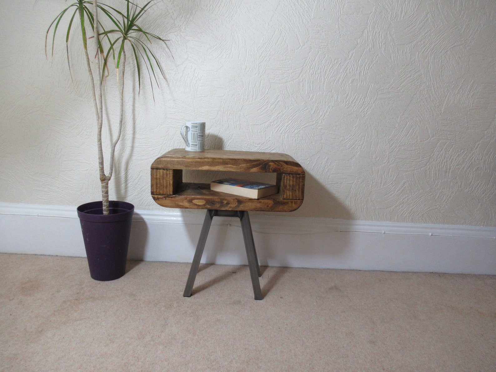 Side Table Retro Style Slim Table or Bedside Table Rustic Etsy UK