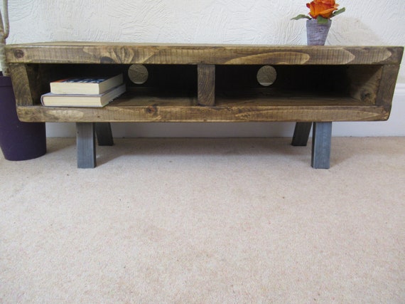 Tv Stand Contemporary Rustic Industrial With Enclosed Back Etsy