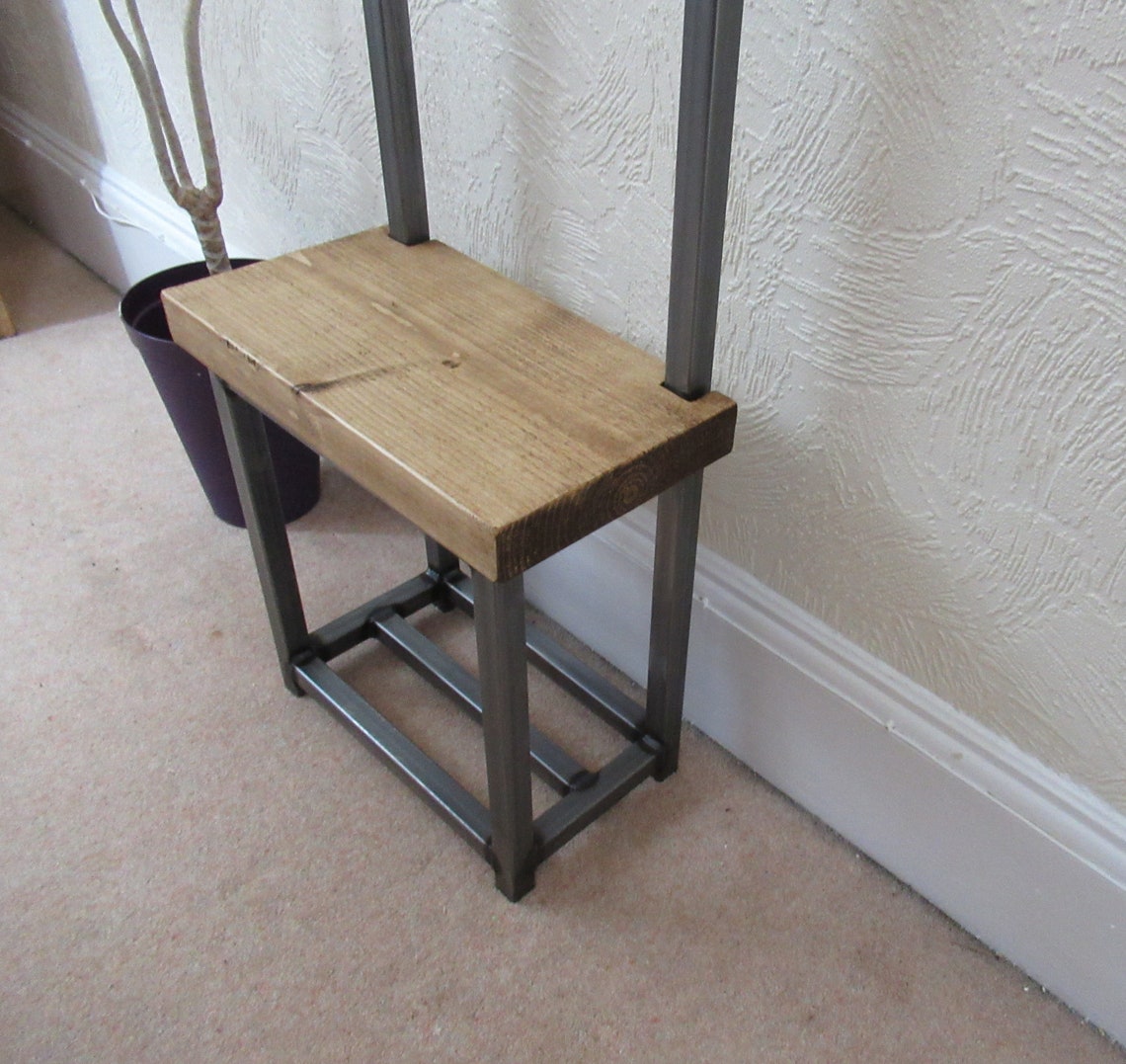 Coat stand narrow hallway coat rack bench seat & hanging rail Etsy