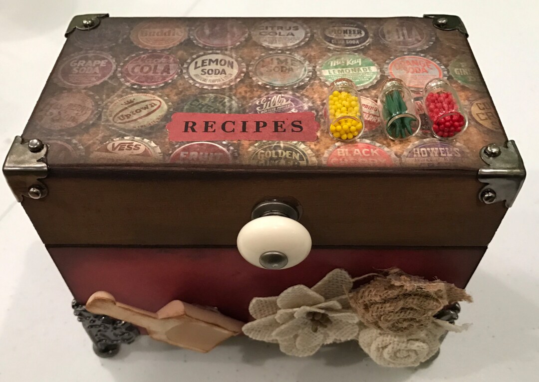 Vintage Bottle Cap Recipe Box Etsy