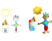 One of a Kind Plush Inspired by your Child's Drawing, Creative Parenting, Toy Chest Item, Kids Room Decor, Nursery Art, Policeman and House