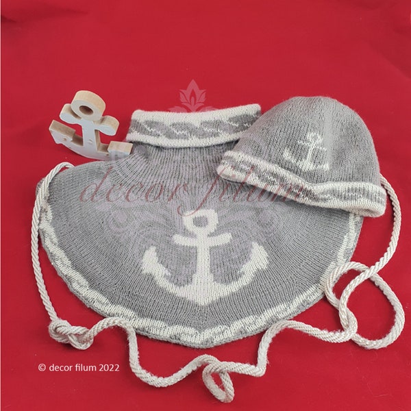 Off To Sea Set Strickmuster Cowl & hat double face knitting pattern double knit