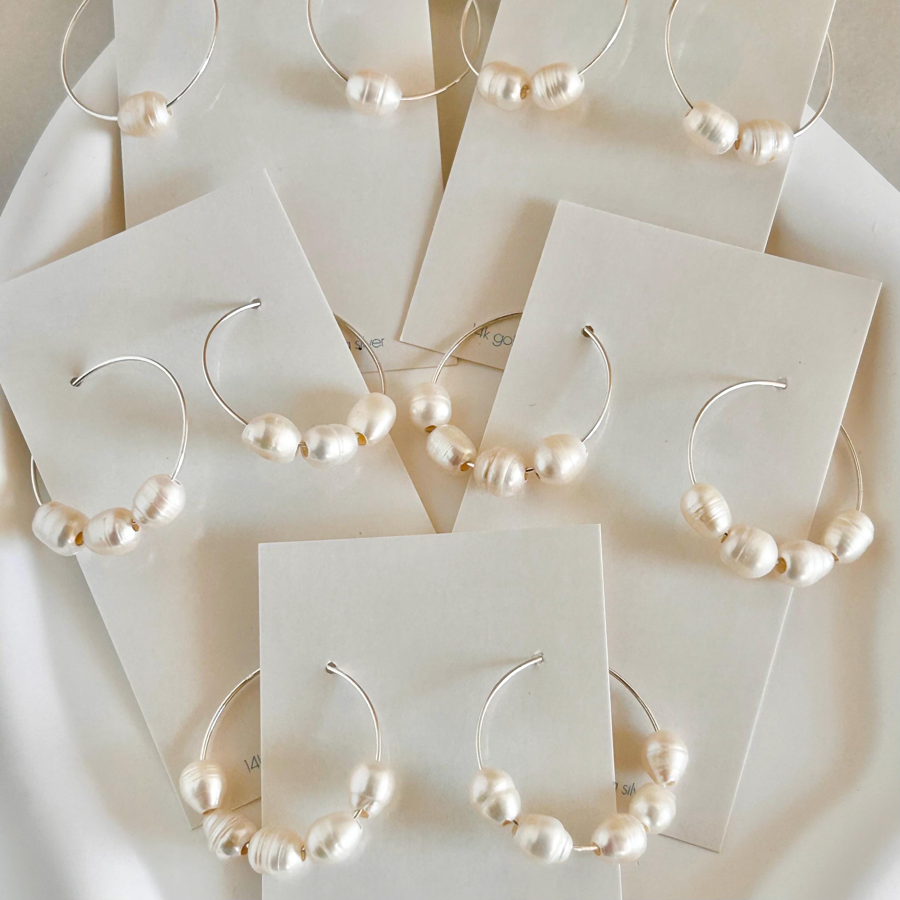 Orecchini a cerchio con perle d'acqua dolce - Argento Sterling