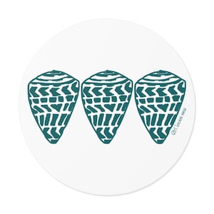 Copy of Copy of Teal Hawaiian Hebrew cone Shell Round Vinyl Stickers Waterproof Mermaid Sticker Beachy Ocean Decal Laptop Decal