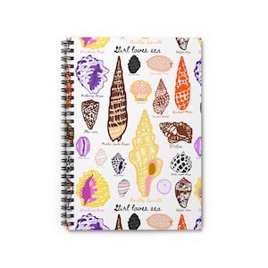 Hawaiian Seashell Pattern Spiral Notebook | Ruled Line, Coastal Shell Illustration