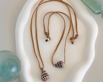Customizable Hebrew Cone shell braided necklace