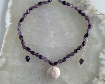 Hawaiian shell and gemstone adjustable necklace