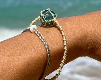 Bracelet miniature en macramé filet float en verre