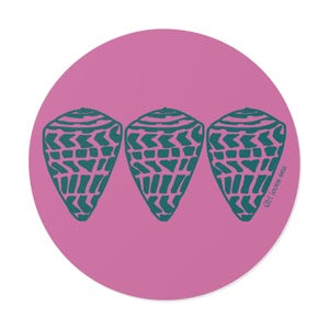 Copy of Copy of Teal Hawaiian Hebrew cone Shell Round Vinyl Stickers Waterproof Mermaid Sticker Beachy Ocean Decal Laptop Decal