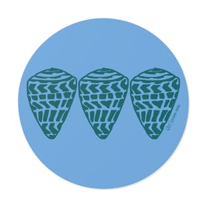 Copy of Teal Hawaiian Hebrew cone Shell Round Vinyl Stickers Waterproof Mermaid Sticker Beachy Ocean Decal Laptop Decal