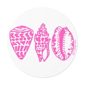 Pink Hawaiian Shell Round Vinyl Stickers Waterproof Mermaid Sticker Beachy Ocean Decal Laptop Decal