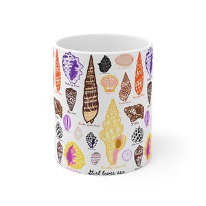 Seashell Design Mug, Beach Lover Gift, Ocean-Inspired Coffee Cup, Nautical Decor, Coastal Kitchenware