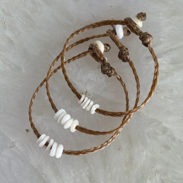 Custom Hawaiian puka shell braided bracelet