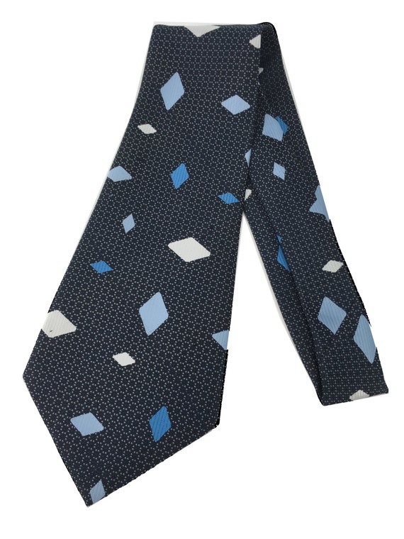 Vintage 1970's Wide Kipper Tie - Abstract Diamond 