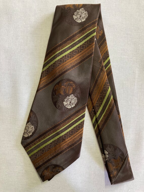 Vintage Necktie Wide Neck Tie Kipper Jacquard Wov… - image 2