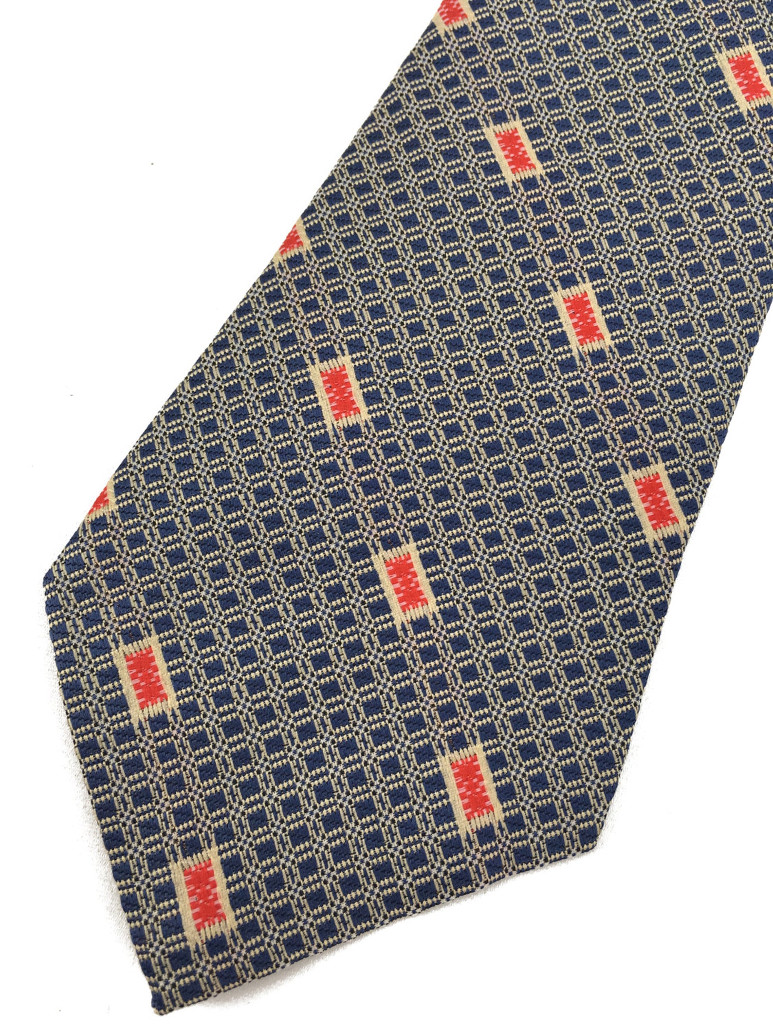 Vintage 1970's Wide Kipper Tie Geometric Check Pattern - Etsy UK