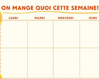 Semainier à imprimer pour vos menus de saison