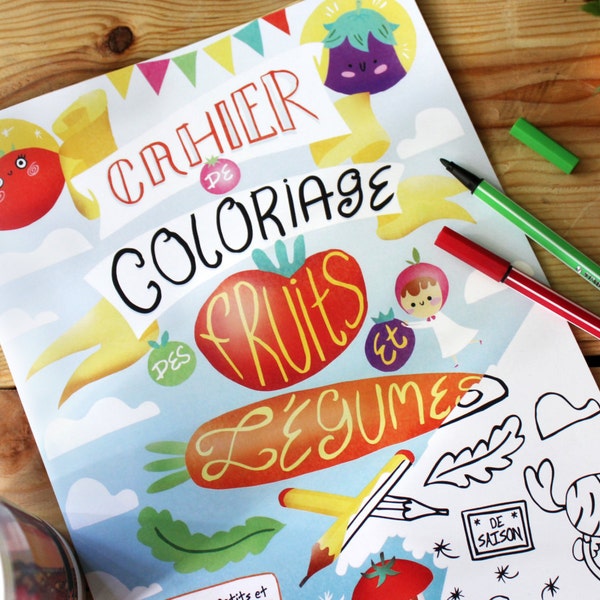 Cahier de coloriage des fruits et légumes de saison