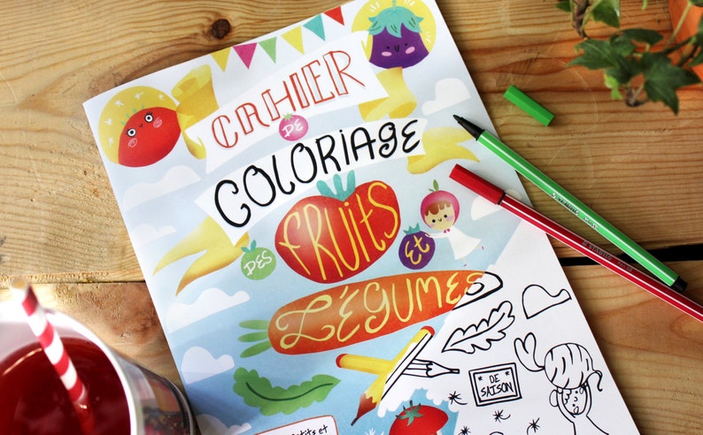 Cahier de coloriage des fruits et légumes de saison image 1