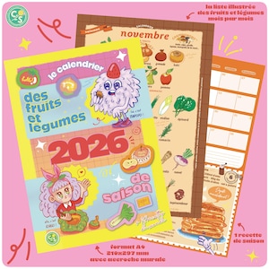 Affiche Décorative Fruits & Légumes De Saison - Format A2 (60x40 Cm) Avec Cadre En Teck Magnétique - Pour Cuisine