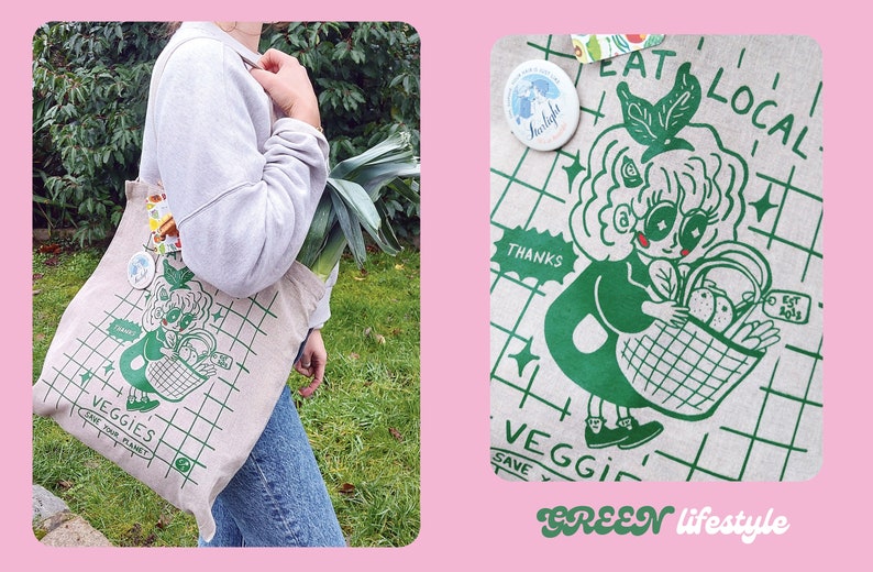 Sac fourre-tout veggies en toile recyclée image 2