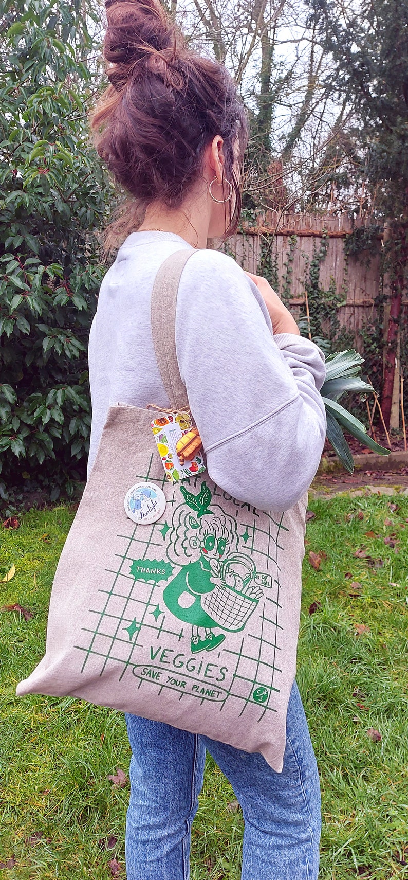 Sac fourre-tout veggies en toile recyclée image 3