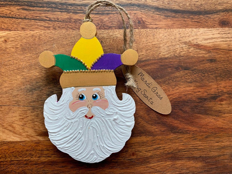Mardi Gras Santa Christmas Tree Ornament King Santa New Orleans Santa Stocking Stuffer or Secret Santa Gift Santa Christmas Ornament