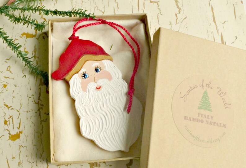 Babbo Natale Italian Santa Claus Christmas Tree Ornament Painted Holiday Tree Decoration image 3