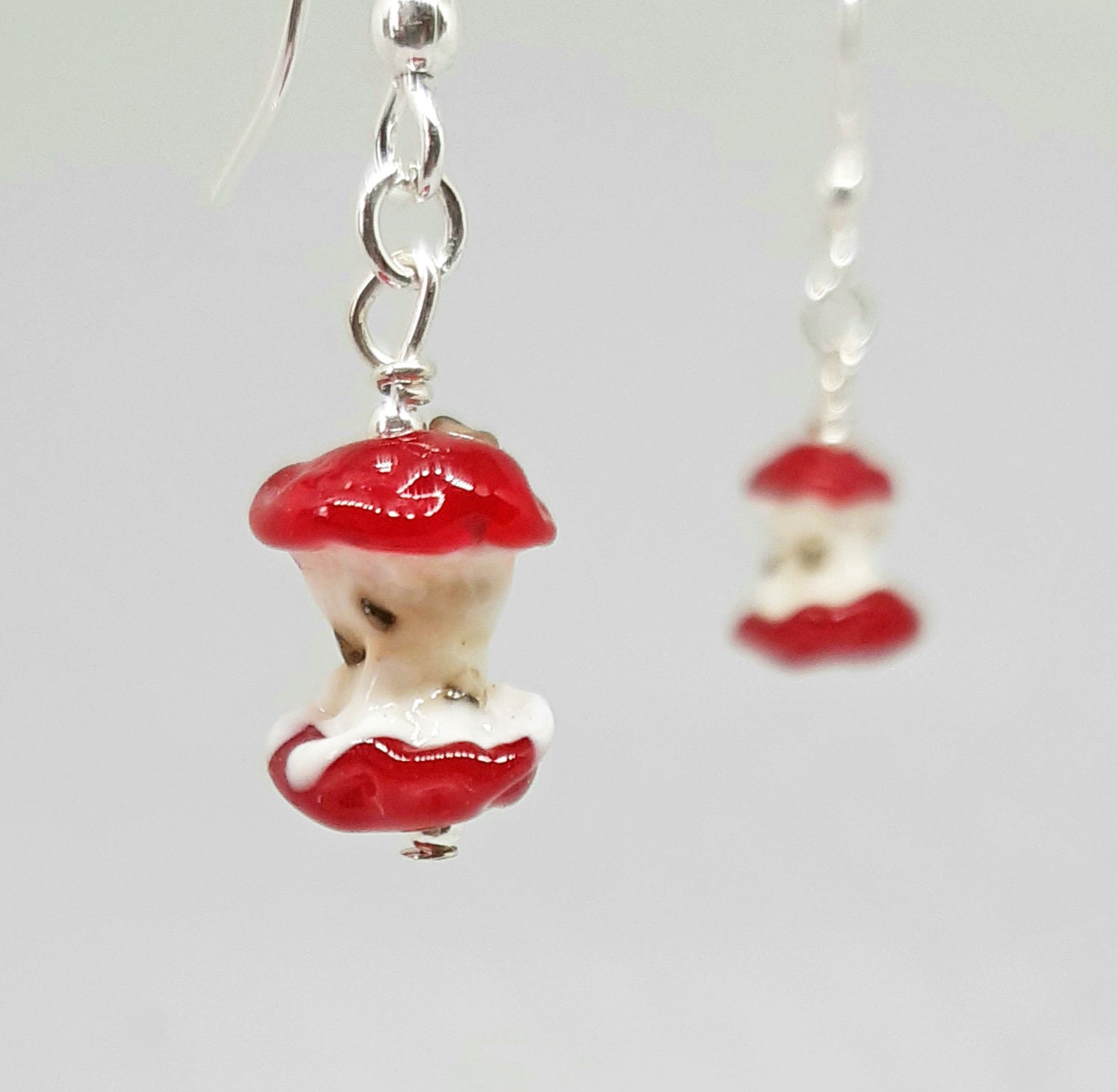 Tiny Glass Apple Core Earrings Etsy UK