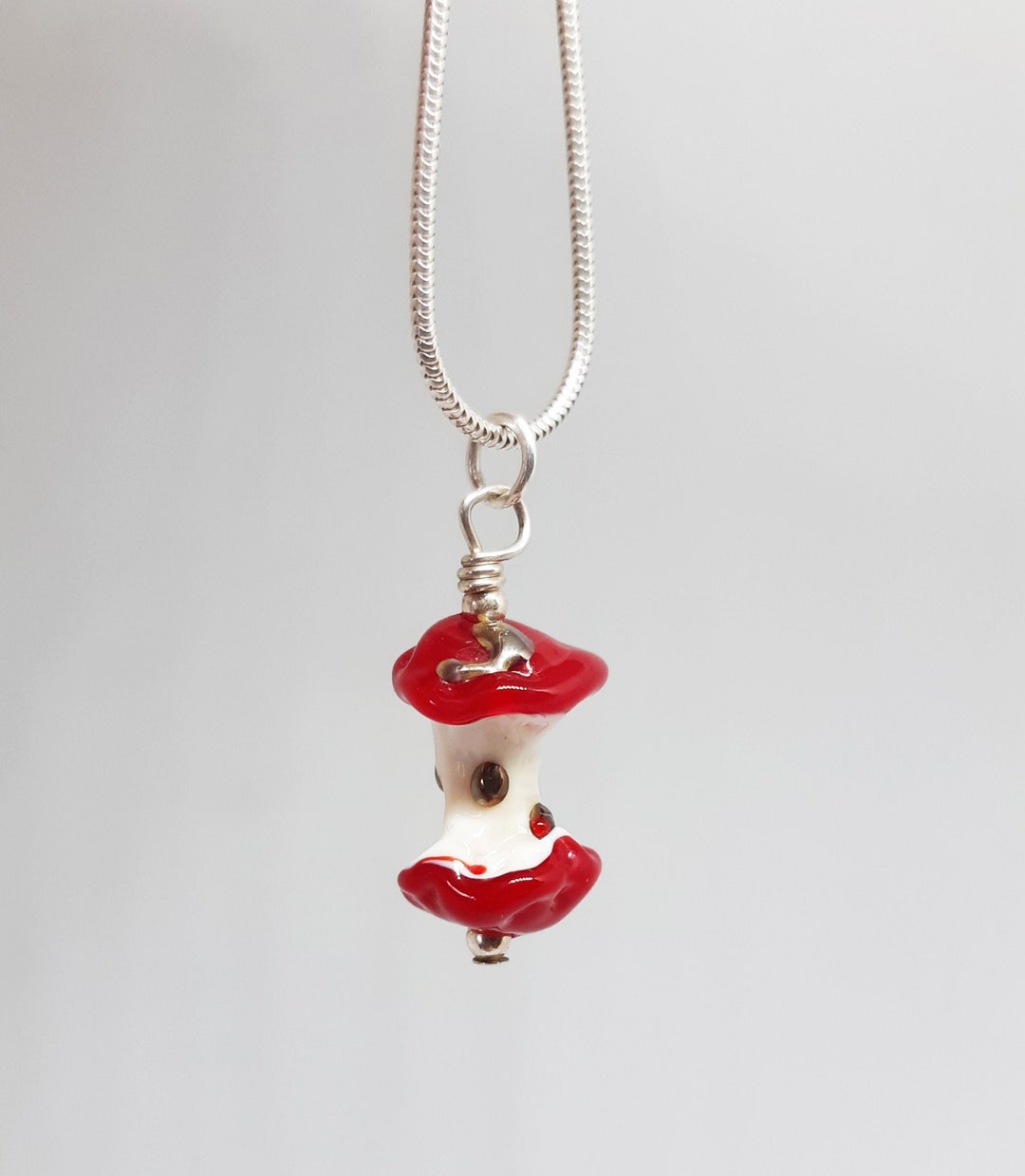 Tiny Glass Apple Core Necklace Etsy