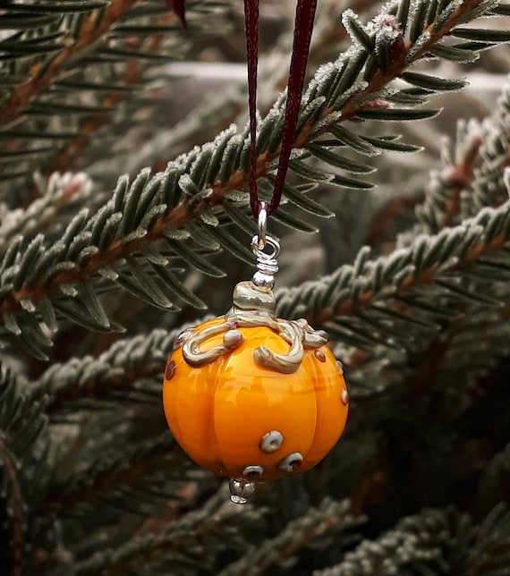 Mini glass Pumpkin decoration | Etsy