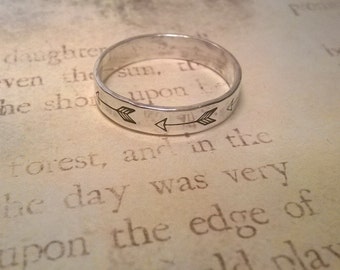 Follow your arrow / Sterling Silver Ring /Hand Stamped Ring / Arrow Ring / Stack Ring / Engagement Ring / Wedding Band