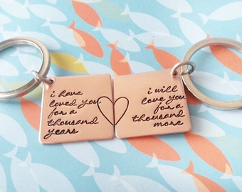 A Thousand Years / Couples Key chains / Partners / His and Hers / Hers and Hers / His and His / Hand Stamped