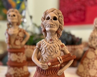 Day of the Dead Clay Figurine, Catrina, Clay Sculpture